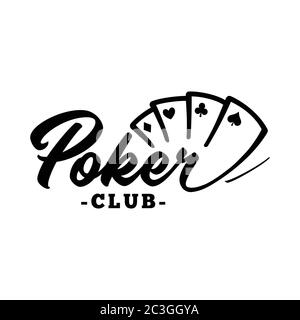 Logo del poker club. Scritta in bianco e nero. Iscrizione decorativa. Vettore vintage e illustrazione. Illustrazione Vettoriale