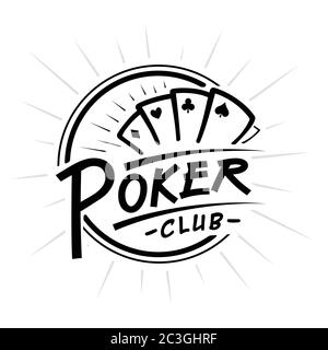 Logo del poker club. Logo in bianco e nero. Iscrizione decorativa. Vettore vintage e illustrazione. Illustrazione Vettoriale