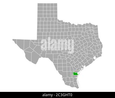 Mappa di Nueces in Texas Foto Stock