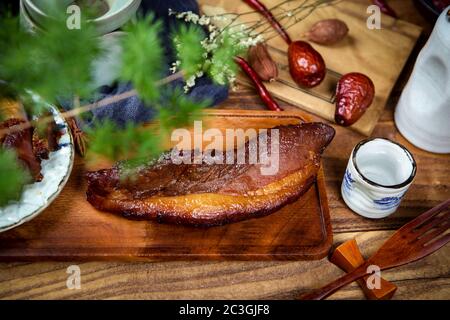 Una piccola quantità di deliziose salsicce Foto Stock
