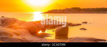 Silhouette del Sacro Monte Athos, Grecia Foto Stock