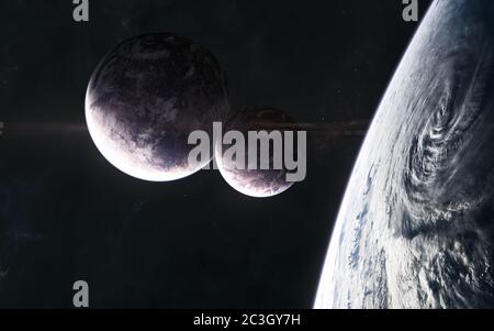 Pianeti da qualche parte nello spazio profondo Foto Stock