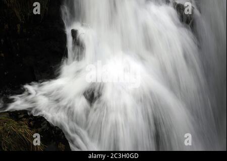 Severn-break-it-neck cascata, vicino Llanidloes. Foto Stock