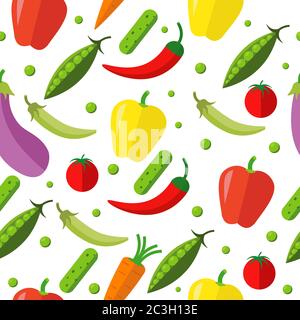 Motivo senza cuciture di verdure. Illustrazione vettoriale sul tema del cibo. Illustrazione Vettoriale