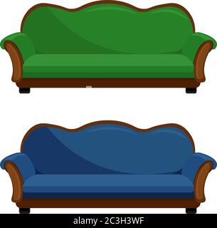 Set di due eleganti divani. Illustrazione vettoriale sul tema dei mobili. Illustrazione Vettoriale