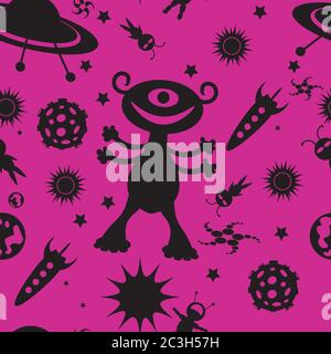 Vettore di grande spazio impostato su uno sfondo bianco isolato. Ripetizione senza giunture. Illustrazione Vettoriale