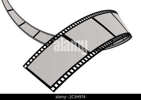 Striscia di pellicola isolata su sfondo bianco, rendering 3D Foto Stock