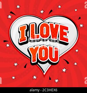 Ti voglio bene. Testo rosso in maiuscolo su sfondo rosso Illustrazione Vettoriale