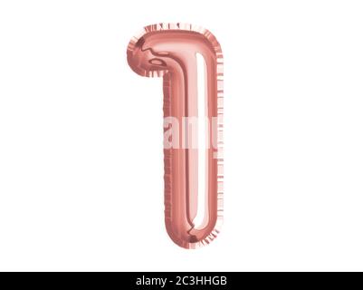 Il vettore oro rosa brillante numero zero palloncino aria per baby doccia festa di compleanno Illustrazione Vettoriale