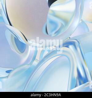 Gocce d'acqua che si levitano. Sfondo di belle gocce d'acqua. Rendering 3D Foto Stock
