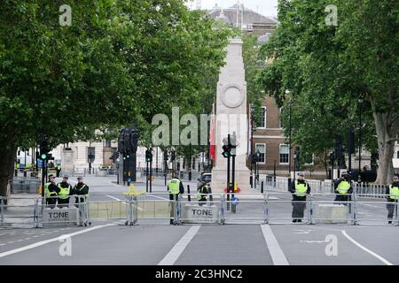 Whitehall, Westminster, Londra, Regno Unito. 20 giugno 2020. Le vite nere contano proteste: Manifestanti in Piazza del Parlamento. Credit: Matthew Chpicle/Alamy Live News Foto Stock
