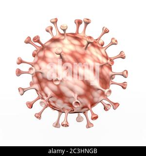 Illustrazione dei batteri del coronavirus (2019-nCoV). Isolato su bianco. rendering 3d. Foto Stock