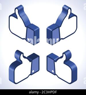 Set di miniature 3d su, illustrazione vettoriale Illustrazione Vettoriale