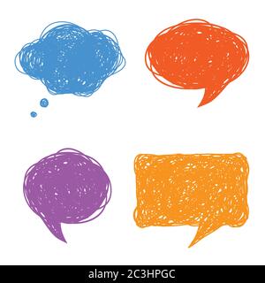 Colorful mano disegnata voce e bolle di pensiero, illustrazione vettoriale Illustrazione Vettoriale