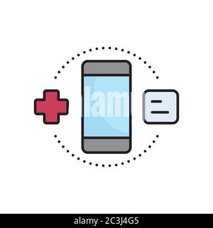 Icona vettore chat medica mobile isolato su sfondo bianco Illustrazione Vettoriale