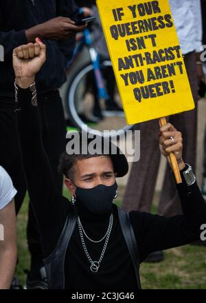 Londra, Regno Unito. 20 Giugno 2020. Una protesta pacifica Black Lives Matter si svolge ad Hyde Park a Londra. Credit: Carol Moir/Alamy Foto Stock