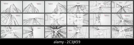 Architettura moderna business edifici griglia bianca. Costruzione design astratto architettura sfondo illustrazione vettoriale. Costruzione struttura in Illustrazione Vettoriale