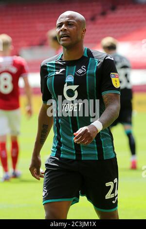 MIDDLESBROUGH, INGHILTERRA, 20 GIUGNO - Andre Ayew di Swansea City durante la partita del campionato Sky Bet tra Middlesbrough e Swansea City allo stadio Riverside, Middlesbrough, sabato 20 giugno 2020. (Credit: Mark Fletcher | MI News) Credit: MI News & Sport /Alamy Live News Foto Stock