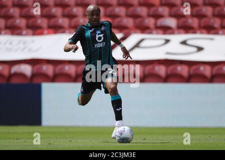 MIDDLESBROUGH, INGHILTERRA, 20 GIUGNO - Andre Ayew di Swansea City durante la partita del campionato Sky Bet tra Middlesbrough e Swansea City allo stadio Riverside, Middlesbrough, sabato 20 giugno 2020. (Credit: Mark Fletcher | MI News) Credit: MI News & Sport /Alamy Live News Foto Stock