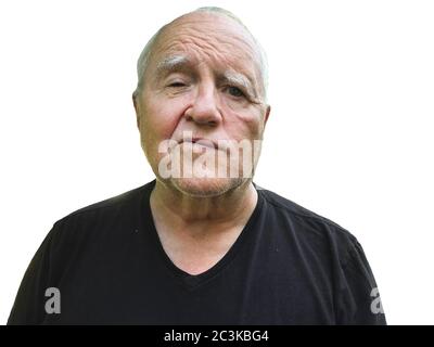 Anziano che soffre di paralisi di Bell Foto Stock