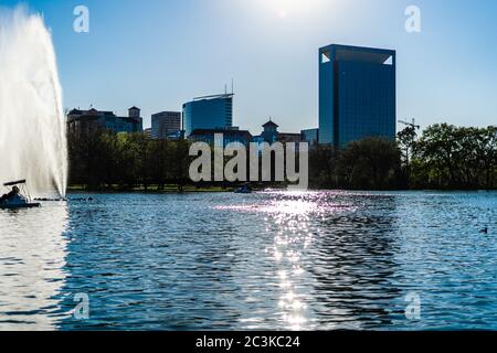 Aereo bellissimo scatto di Houston Hermann parco conservante McGovern lago In Texas Foto Stock