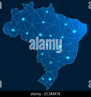 Mappa del Brasile con sfondo blu. rendering 3d Foto Stock