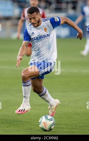 Saragozza, Spagna. 20 Giugno 2020. Luis Suarez del Real Zaragoza (26) durante la Liga SmartBank partita tra Real Zaragoza e UD Almeria a la Romareda. Almeria ha vinto 0-2. (Foto di Daniel Marzo/Pacific Press) Credit: Pacific Press Agency/Alamy Live News Foto Stock