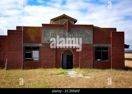 Il vecchio caseificio di King Island, ora abbandonato. King Island, Australia. Foto Stock