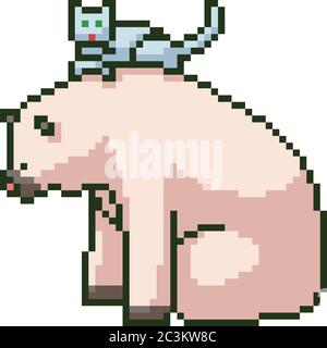 vettore pixel art orso amico cartone animato isolato Illustrazione Vettoriale