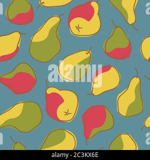 Modello vettoriale senza giunture con pere mature Illustrazione Vettoriale