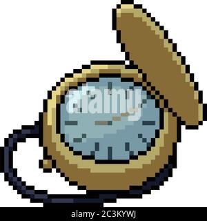 vettore pixel art classico orologio isolato cartone animato Illustrazione Vettoriale