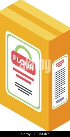 Icona della confezione di farina, stile isometrico Illustrazione Vettoriale
