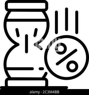 Icona clessidra fiscale, stile contorno Illustrazione Vettoriale