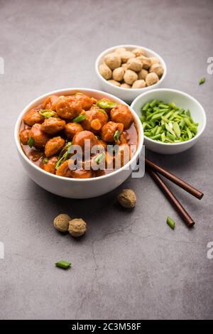 Pezzi di soia Manchurian secco o con sugo Foto Stock