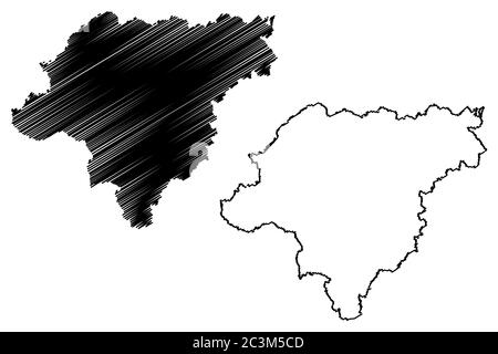 Harbin City (Repubblica popolare Cinese, Provincia di Heilongjiang) mappa vettoriale illustrazione, schizzo di scriba Città di Harbin mappa Illustrazione Vettoriale