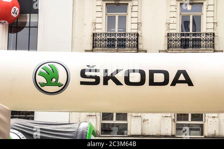 Bruxelles, BELGIO - 7 luglio 2019: Cartello skoda su ballon, in via Bruxelles Foto Stock