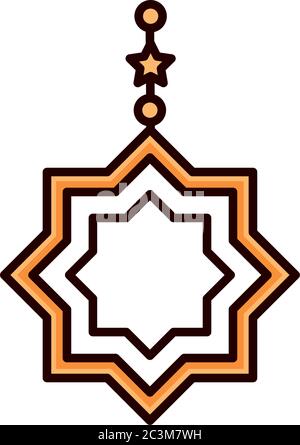 ornamento eid mubarak celebrazione religiosa islamica vettore illustrazione linea e icona riempimento Illustrazione Vettoriale