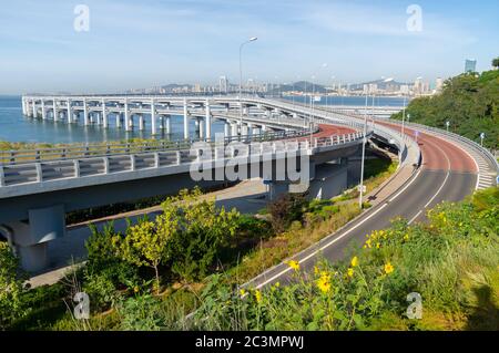 Lo scenario della Baia di Xinghai in tarda estate, Dalian, Cina Foto Stock