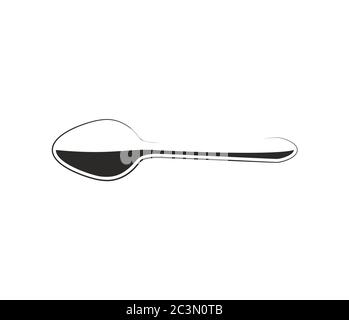 Logo icona semplice Spoon. Silhouette cucchiaio vettoriale. Cucchiaino da tè piatto. Illustrazione grafica isolata su bianco. Illustrazione Vettoriale