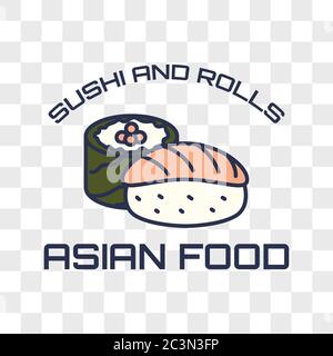 logo asiatico del cibo isolato su sfondo trasparente. illustrazione vettoriale Illustrazione Vettoriale