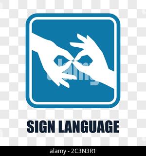 mano con gesto del linguaggio dei segni su sfondo trasparente. illustrazione vettoriale Illustrazione Vettoriale