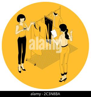 Shopping online concetto isometrica. Illustrazione Vettoriale