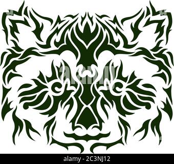 Bellissimo motivo verde con raccoon su sfondo bianco Illustrazione Vettoriale