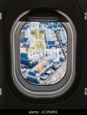 Vista del cantiere di costruzione del sito di sviluppo casa Foto Stock