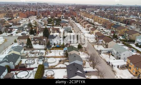 Vista aerea di Laval City, Quebec, Canada in inverno Foto Stock