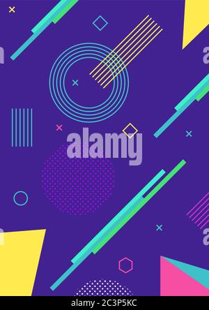 Copertina astratta moderna, design delle copertine minimale. Sfondo geometrico colorato, illustrazione vettoriale. Motivo geometrico sfondo stile Memphis Illustrazione Vettoriale