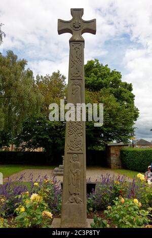 Aberlady Cross una Croce Anglo-Sassone ricostruita, Lothian orientale, Scozia Foto Stock