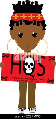 Illustrazione di di una donna che tiene idrossiclorochina Anti-HSQ Banner Foto Stock
