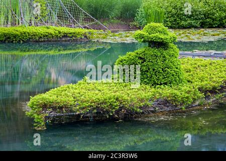 Giardino topiario nel Deaf School Park, Columbus, Ohio, USA Foto Stock