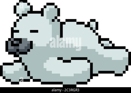 vettore pixel art orso polare isolato cartone animato Illustrazione Vettoriale